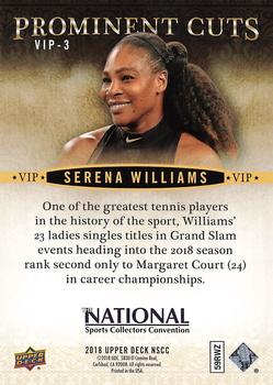 2018 Upper Deck National Convention VIP Prominent Cuts #VIP-3 Serena Williams Back