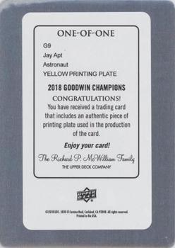 2018 Upper Deck Goodwin Champions - Goudey Printing Plates Yellow #G9 Jay Apt Back