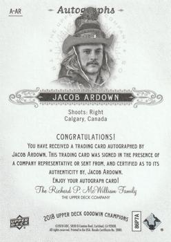 2018 Upper Deck Goodwin Champions - Autographs #A-AR Jacob Ardown Back