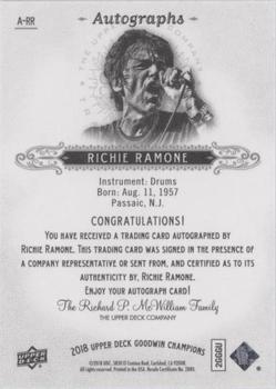2018 Upper Deck Goodwin Champions - Autographs #A-RR Richie Ramone Back