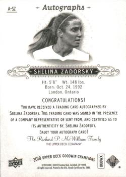 2018 Upper Deck Goodwin Champions - Autographs #A-SZ Shelina Zadorsky Back