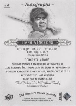2018 Upper Deck Goodwin Champions - Autographs #A-WE Liang Wenchong Back