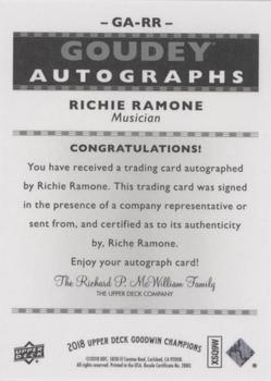 2018 Upper Deck Goodwin Champions - Goudey Autographs #GA-RR Richie Ramone Back