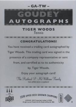 2018 Upper Deck Goodwin Champions - Goudey Autographs #GA-TW Tiger Woods Back