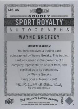 2018 Upper Deck Goodwin Champions - Goudey Sport Royalty Autographs #SRA-WG Wayne Gretzky Back