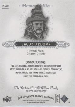 2018 Upper Deck Goodwin Champions - Memorabilia #M-AR Jacob Ardown Back
