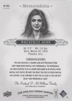 2018 Upper Deck Goodwin Champions - Memorabilia #M-MD Mackenzie Dern Back