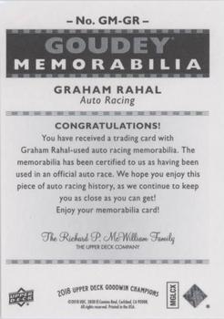 2018 Upper Deck Goodwin Champions - Goudey Memorabilia #GM-GR Graham Rahal Back