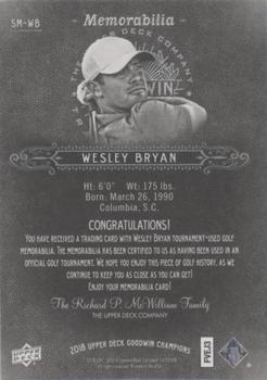 2018 Upper Deck Goodwin Champions - Splash of Color Memorabilia #SM-WB Wesley Bryan Back