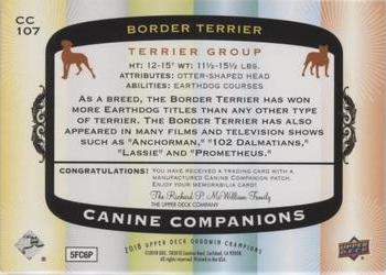2018 Upper Deck Goodwin Champions - Canine Companions Manufactured Patch #CC107 Border Terrier Back