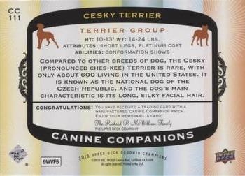 2018 Upper Deck Goodwin Champions - Canine Companions Manufactured Patch #CC111 Cesky Terrier Back