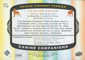 2018 Upper Deck Goodwin Champions - Canine Companions Manufactured Patch #CC112 Dandie Dinmont Terrier Back