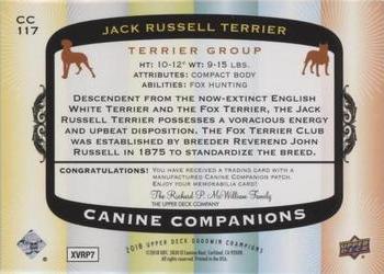 2018 Upper Deck Goodwin Champions - Canine Companions Manufactured Patch #CC117 Jack Russell Terrier Back