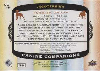 2018 Upper Deck Goodwin Champions - Canine Companions Manufactured Patch #CC118 Jagdterrier Back