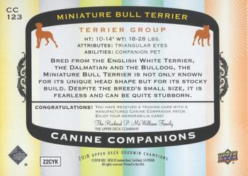 2018 Upper Deck Goodwin Champions - Canine Companions Manufactured Patch #CC123 Miniature Bull Terrier Back