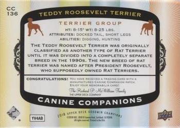 2018 Upper Deck Goodwin Champions - Canine Companions Manufactured Patch #CC136 Teddy Roosevelt Terrier Back