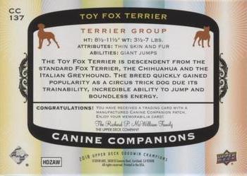 2018 Upper Deck Goodwin Champions - Canine Companions Manufactured Patch #CC137 Toy Fox Terrier Back