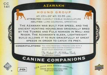 2018 Upper Deck Goodwin Champions - Canine Companions Manufactured Patch #CC141 Azawakh Back