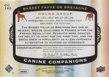 2018 Upper Deck Goodwin Champions - Canine Companions Manufactured Patch #CC143 Basset Fauve de Bretagne Back