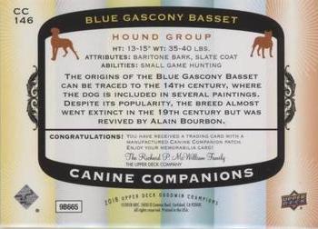 2018 Upper Deck Goodwin Champions - Canine Companions Manufactured Patch #CC146 Blue Gascony Basset Back