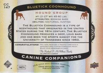 2018 Upper Deck Goodwin Champions - Canine Companions Manufactured Patch #CC147 Bluetick Coonhound Back