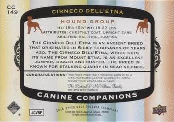 2018 Upper Deck Goodwin Champions - Canine Companions Manufactured Patch #CC149 Cirneco Dell'Etna Back
