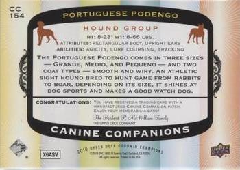 2018 Upper Deck Goodwin Champions - Canine Companions Manufactured Patch #CC154 Portuguese Podengo Back