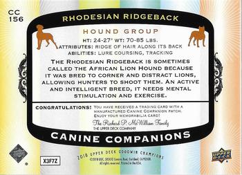 2018 Upper Deck Goodwin Champions - Canine Companions Manufactured Patch #CC156 Rhodesian Ridgeback Back