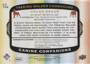 2018 Upper Deck Goodwin Champions - Canine Companions Manufactured Patch #CC159 Treeing Walker Coonhound Back