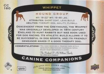 2018 Upper Deck Goodwin Champions - Canine Companions Manufactured Patch #CC160 Whippet Back