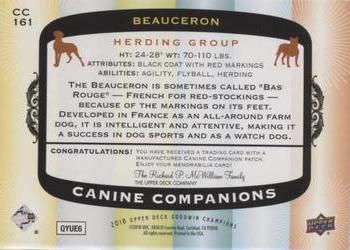 2018 Upper Deck Goodwin Champions - Canine Companions Manufactured Patch #CC161 Beauceron Back