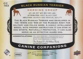 2018 Upper Deck Goodwin Champions - Canine Companions Manufactured Patch #CC163 Black Russian Terrier Back