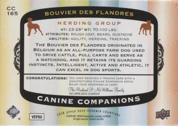 2018 Upper Deck Goodwin Champions - Canine Companions Manufactured Patch #CC165 Bouvier Des Flandres Back