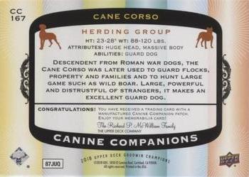 2018 Upper Deck Goodwin Champions - Canine Companions Manufactured Patch #CC167 Cane Corso Back