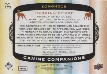 2018 Upper Deck Goodwin Champions - Canine Companions Manufactured Patch #CC172 Komondor Back