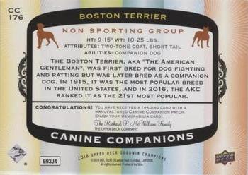 2018 Upper Deck Goodwin Champions - Canine Companions Manufactured Patch #CC176 Boston Terrier Back