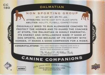 2018 Upper Deck Goodwin Champions - Canine Companions Manufactured Patch #CC180 Dalmatian Back