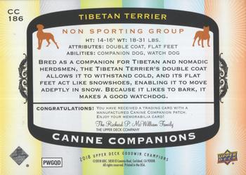 2018 Upper Deck Goodwin Champions - Canine Companions Manufactured Patch #CC186 Tibetan Terrier Back