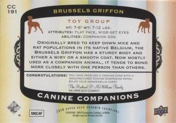 2018 Upper Deck Goodwin Champions - Canine Companions Manufactured Patch #CC191 Brussels Griffon Back