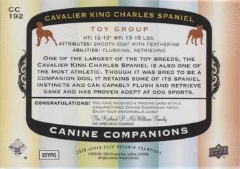 2018 Upper Deck Goodwin Champions - Canine Companions Manufactured Patch #CC192 Cavalier King Charles Spaniel Back