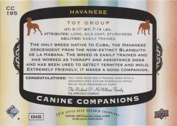 2018 Upper Deck Goodwin Champions - Canine Companions Manufactured Patch #CC195 Havanese Back