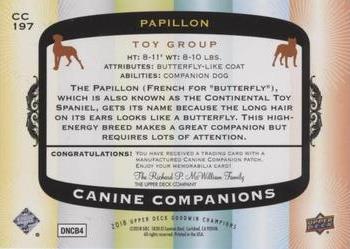 2018 Upper Deck Goodwin Champions - Canine Companions Manufactured Patch #CC197 Papillon Back
