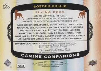 2018 Upper Deck Goodwin Champions - Canine Companions Manufactured Patch #CC200 Border Collie Back