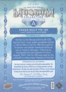 2018 Upper Deck Goodwin Champions - Museum Collection Aviation Relics #MCA-190 Focke-Wulf Fw 190 Back