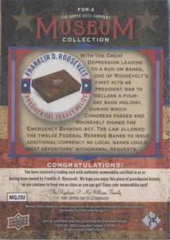 2018 Upper Deck Goodwin Champions - Museum Collection FDR Presidential Legacy Relics #FDR-2 Emergency Banking Act Back