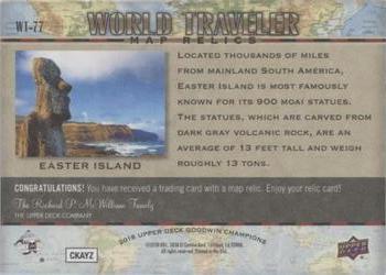 2018 Upper Deck Goodwin Champions - World Traveler Map Relics #WT-77 Easter Island/ Chile Back