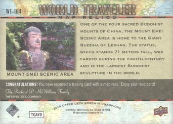 2018 Upper Deck Goodwin Champions - World Traveler Map Relics #WT-104 Mount Emei Scenic Area/ China Back
