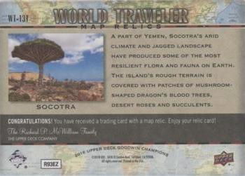 2018 Upper Deck Goodwin Champions - World Traveler Map Relics #WT-131 Socotra/ Yemen Back