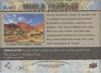 2018 Upper Deck Goodwin Champions - World Traveler Map Relics #WT-143 Uluru National Park/ Australia Back