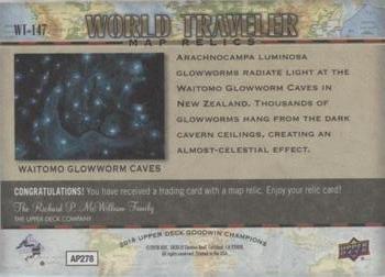 2018 Upper Deck Goodwin Champions - World Traveler Map Relics #WT-147 Waitomo Glowworm Caves/ New Zealand Back
